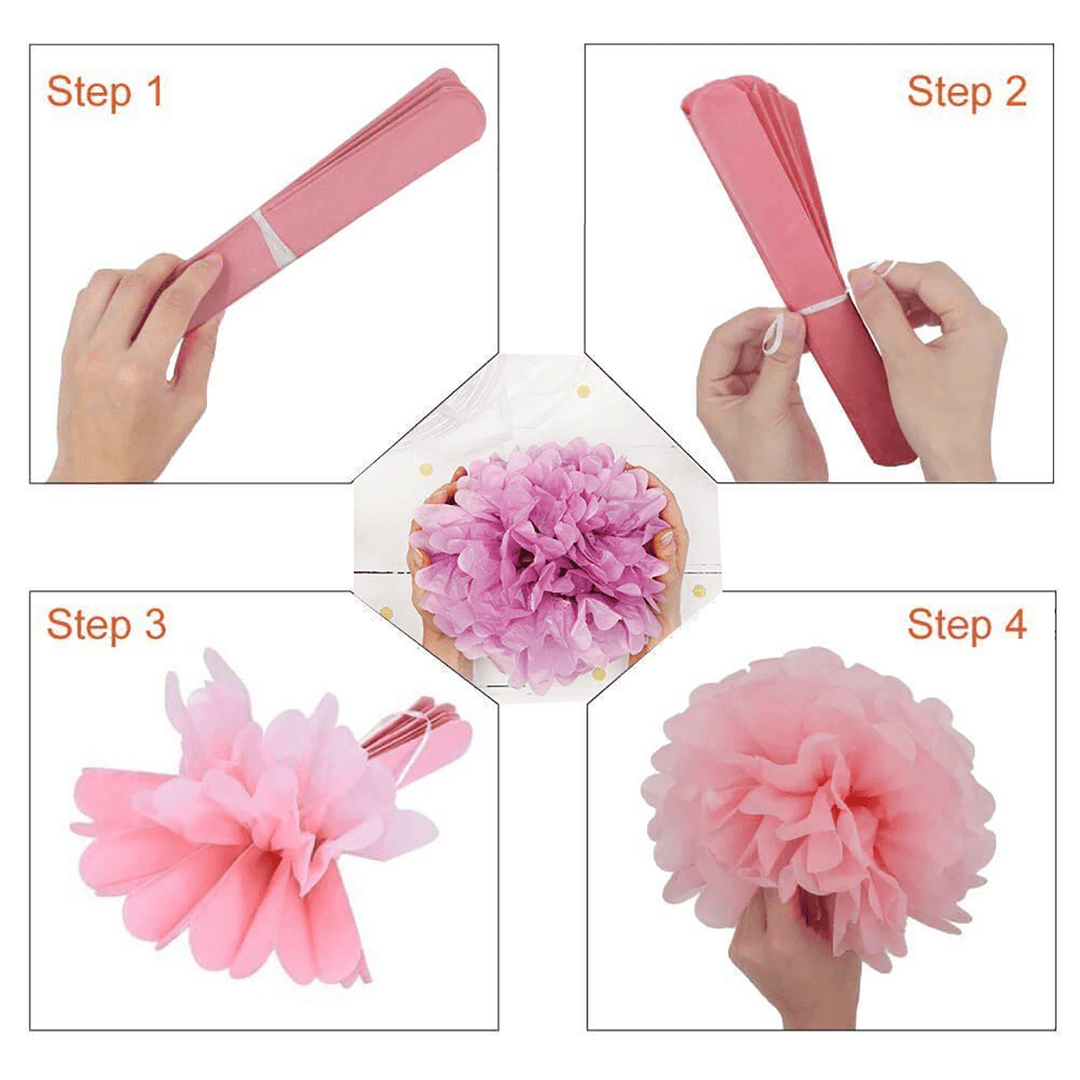 9Pcs/Set Pom Pom Tissue Paper Flower Balls Wedding Birthday Party Shower Decorations - MRSLM