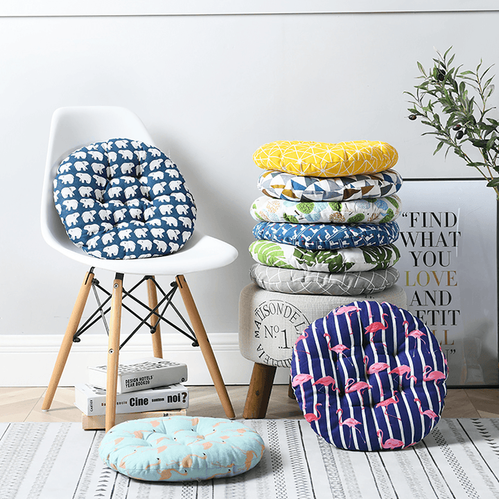 Nordic Print round Cotton Chair Cushion Soft Pad Dining Home Office Patio Garden - MRSLM