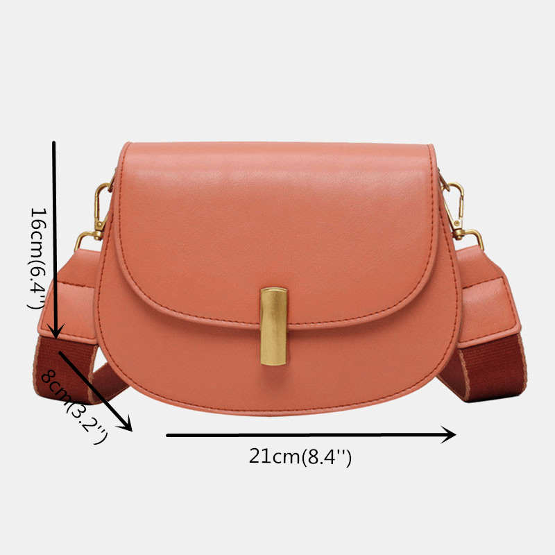 Women Solid Semi-Circle Saddle Bag Crossbody Bag Leisure Chest Bag - MRSLM