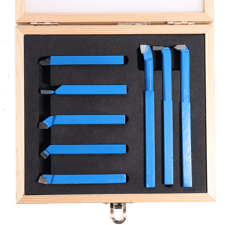 8Pcs Welding CNC Lathe Cutting Tool 8Mm/10Mm/12Mm Carbide Turning Tool Set with Wooden Box - MRSLM