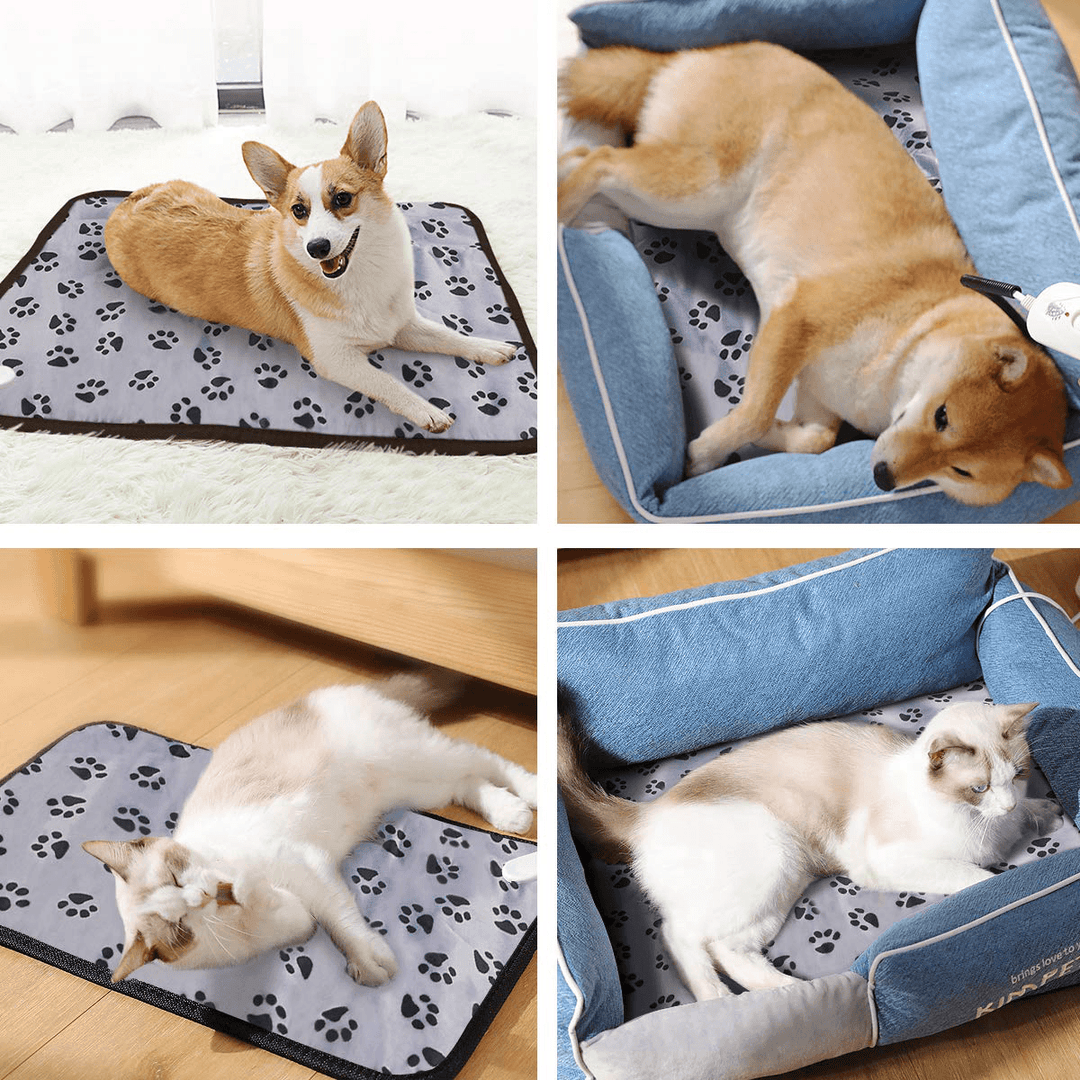 Pet Electric Heating Mat Cushion Waterproof Puppy Dog Cat Heated Pad Winter Warmer - MRSLM