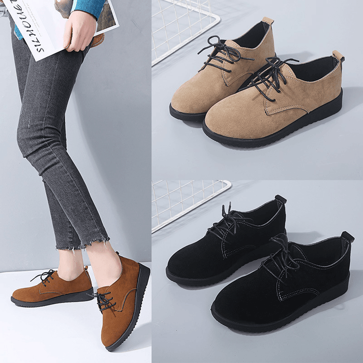 Women Casual Pure Color Lace up Flats - MRSLM