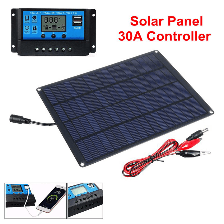 LEORY 5.5W 18V Solar Panel Monocrystalline Silicon Laminated Solar Panel W/ 10A/20A/30A/50A Controller - MRSLM