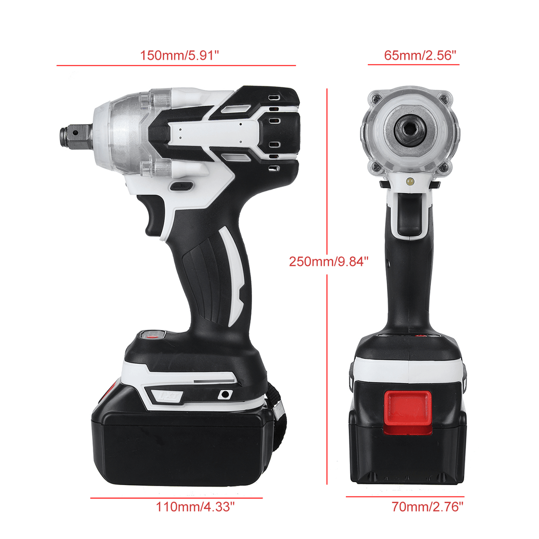 520N.M Brushless Cordless Electric Impact Wrench Screwdriver Power Tools W/ 1/2Pcs Battery - MRSLM