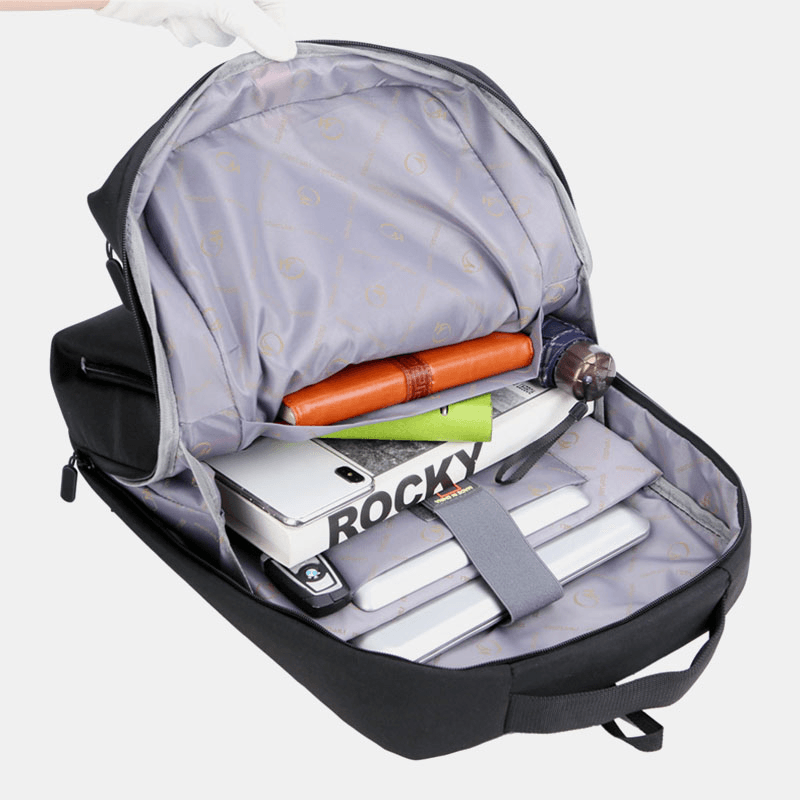 Men Polyester USB Charging Large Capacity Business Laptop Bag Backpack - MRSLM