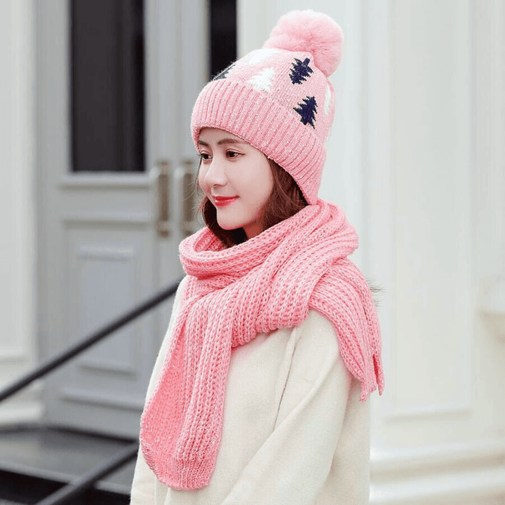 Thickening Christmas Wool Hat Wool Knit Hat Scarf Set - MRSLM