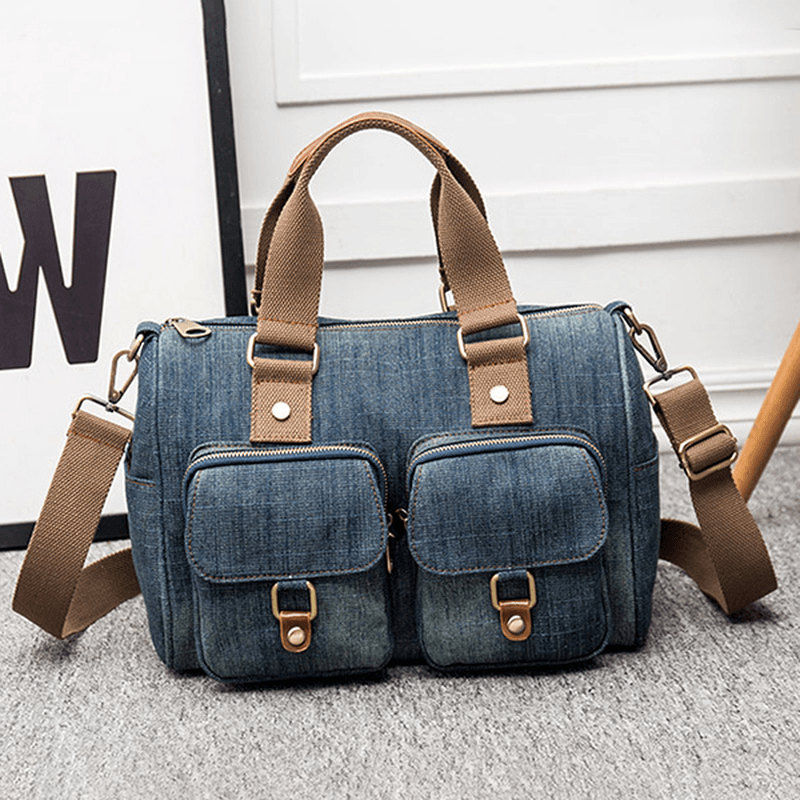 Women Denim Travel Large Capacity Handbag Casual Crossbody Bag - MRSLM