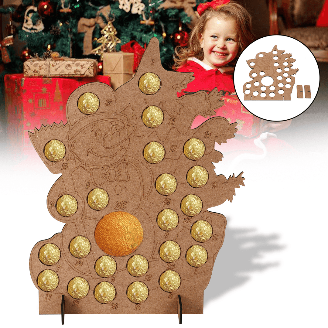 Wooden Christmas Advent Calendar Snowman Chocolates Orange Storage Box Xmas Gift Decorations - MRSLM