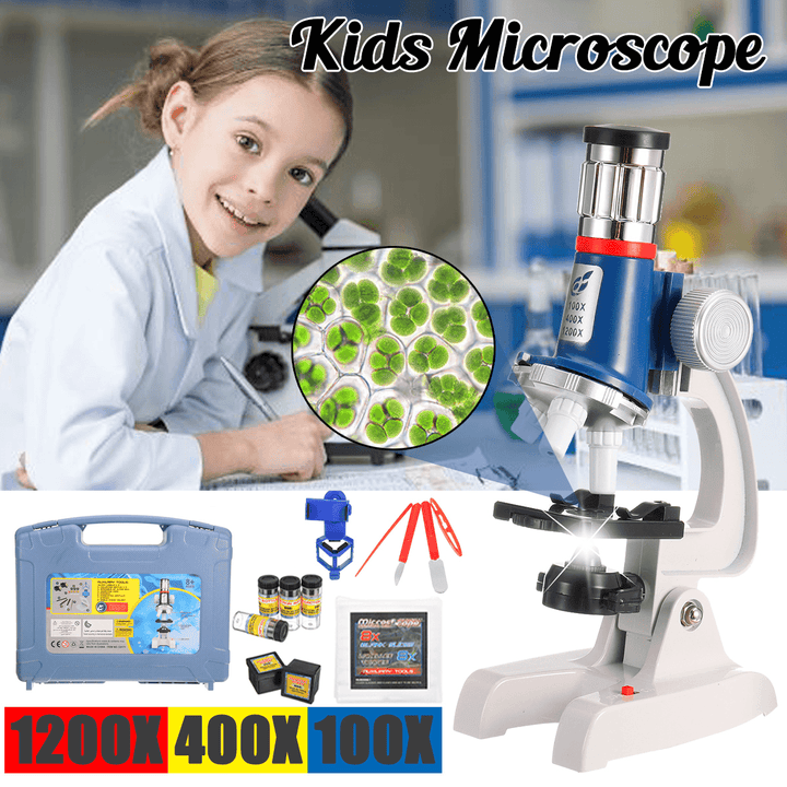 1200X 400X 100X Magnification Kids Microscope Children Science Educational Toy - MRSLM