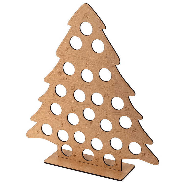 MDF Wooden Christmas Advent Calendar Christmas Tree Decoration Fits 24 Circular Chocolates Candy Stand Rack - MRSLM