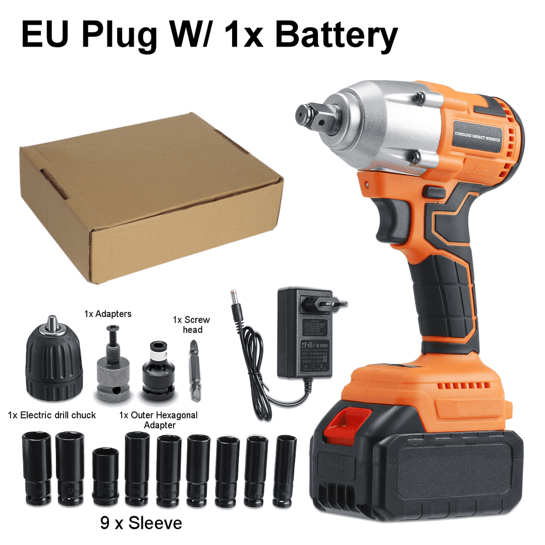 Cordless Electric Wrench Li-Ion Battery Power Wrench M10-M20 with Battery&Charger EU/US/AU Plug Also Adapted to Makita Battery - MRSLM