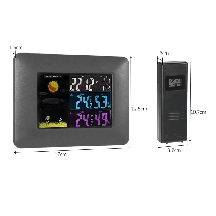 Multi-Functional Wireless Digital Thermometer Hygrometer Colorful LCD Weather Forecast Clock - MRSLM