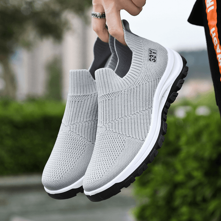 Men Breathable Fabric Non Slip Comfy Slip on Casual Walking Shoes - MRSLM