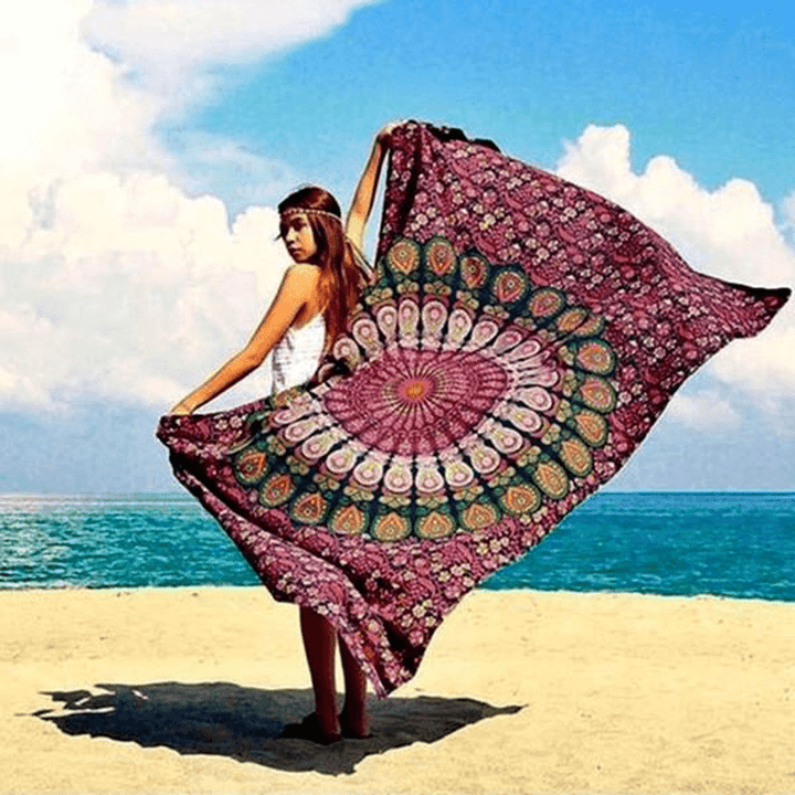 Honana WX-99 New 150X210Cm Bohemian Style Polyester Fiber Beach Towel Mat Tapestry Mandala Rectangle Bed Sheet - MRSLM