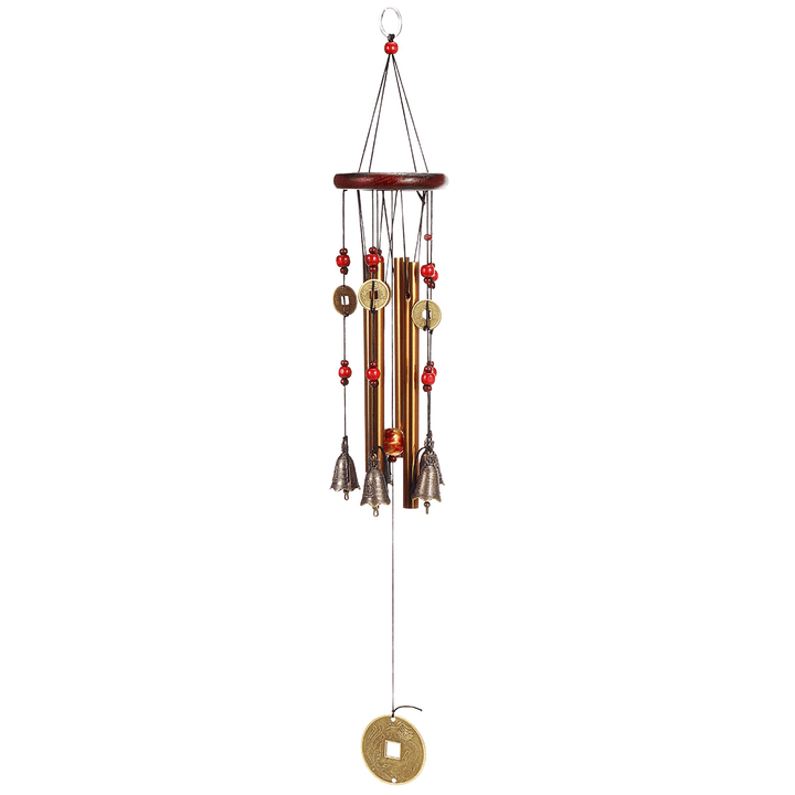 Solid Wood Bronze Wind Chimes Hanging Ornament Yard Garden Decor Gift - MRSLM