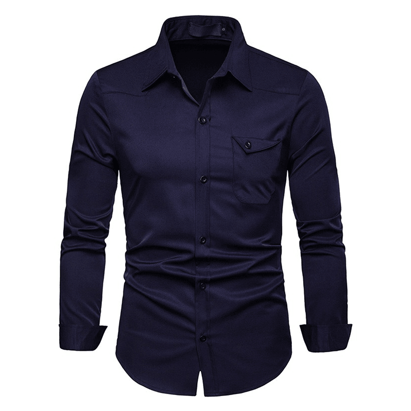 Men Solid Color Turn-Down Collar Shirts - MRSLM