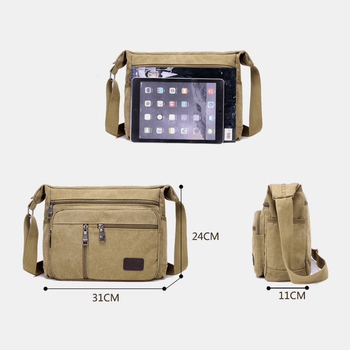 Men Canvas Large Capacity Simple Shoulder Bag Crossbody Bag for Travel - MRSLM