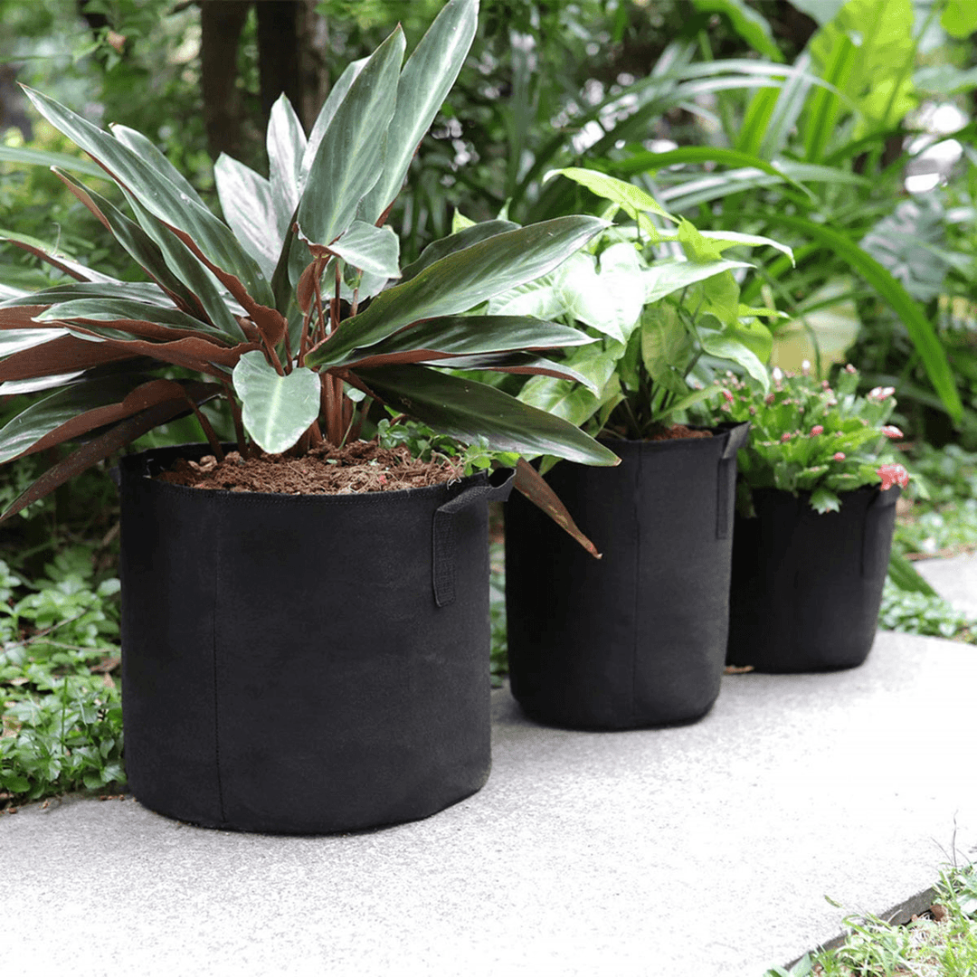 Non-Woven Fabric Planting Grow Box Vegetable Flower Pots Bag Planter Black with Handles - MRSLM