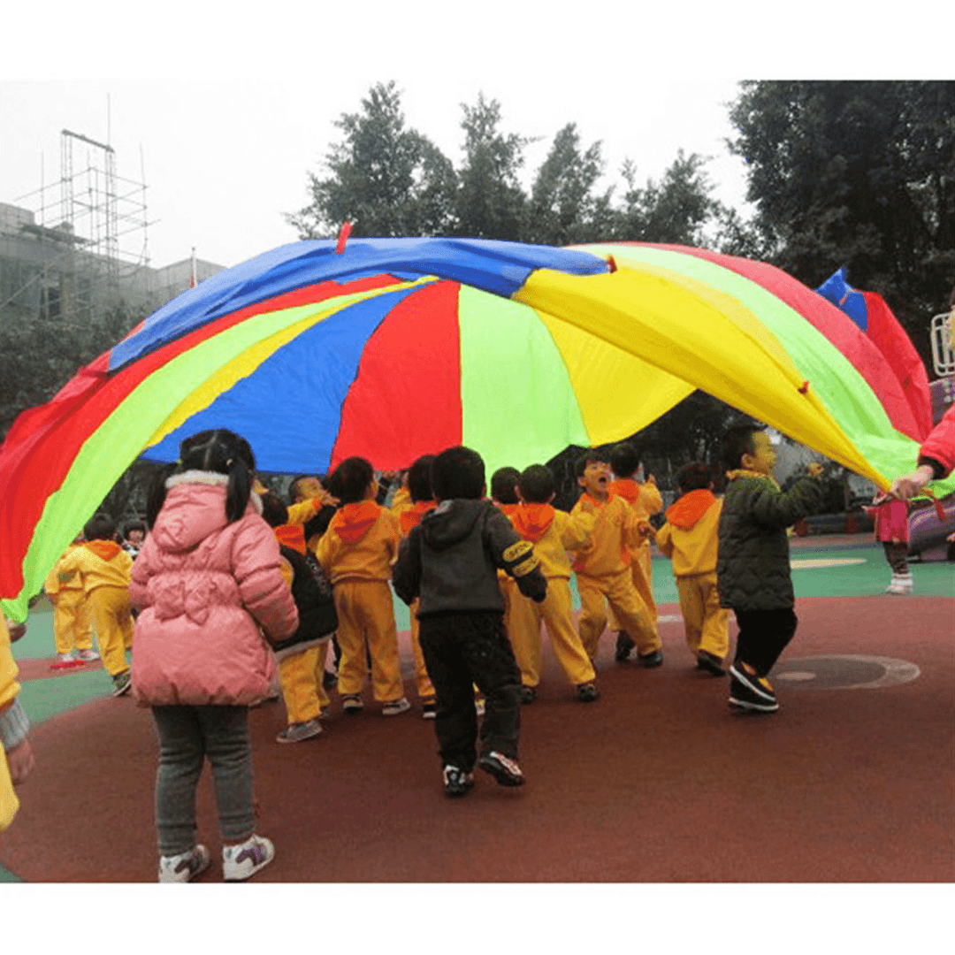 20Ft/6M Kids Play Rainbow Parachute Outdoor Game Park Flyer Development Exercise - MRSLM