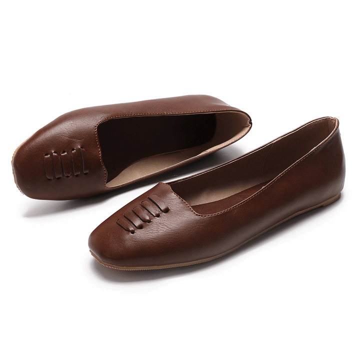 Women Square Toe Comfy Lightweight Slip on Loafers - MRSLM