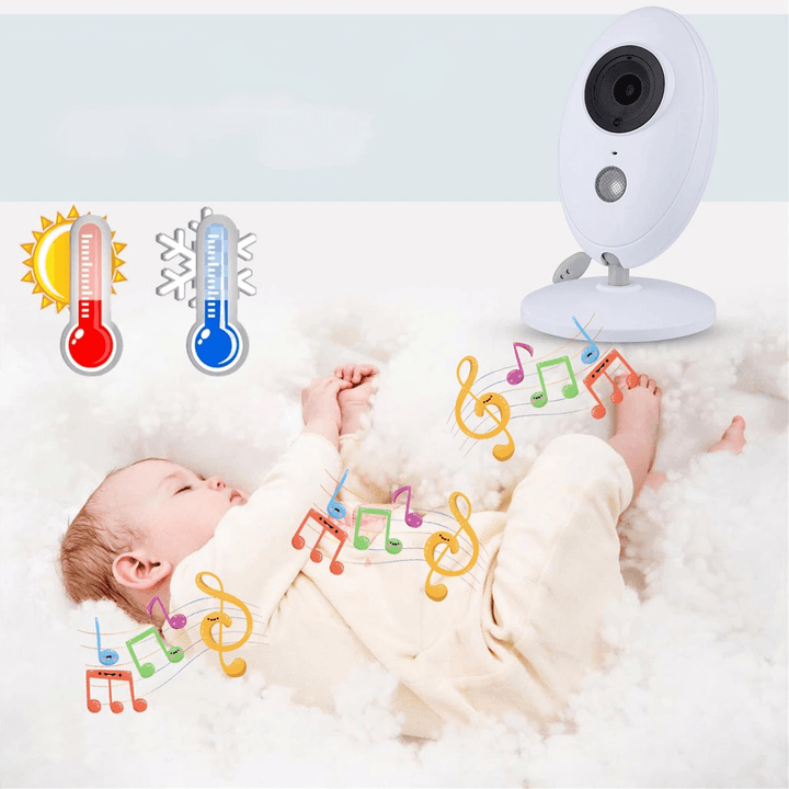 3.5 Inch Wireless Baby Monitor Baby Security Camera Night Vision Temperature Detection LCD HD Display Two-Way Talk Camera with Lullaby - MRSLM