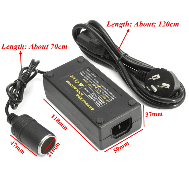 110-240V to DC 12V 5A Power Inverter Cigarette Lighter Adapter Converter Power - MRSLM