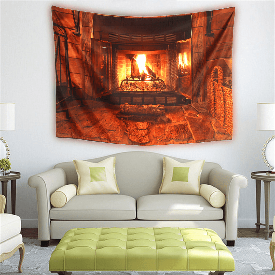 Polyester Wall Hanging Tapestry Art Home Decor Fireplace Pattern Blankets for Home Bedroom Porch Hangings - MRSLM