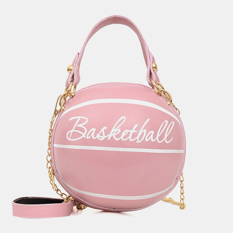 Women Unique Design Basketball Football Look Mini round Bag Hangbag Fashion Adjustable Shoulder Bag Cross Body Bag - MRSLM