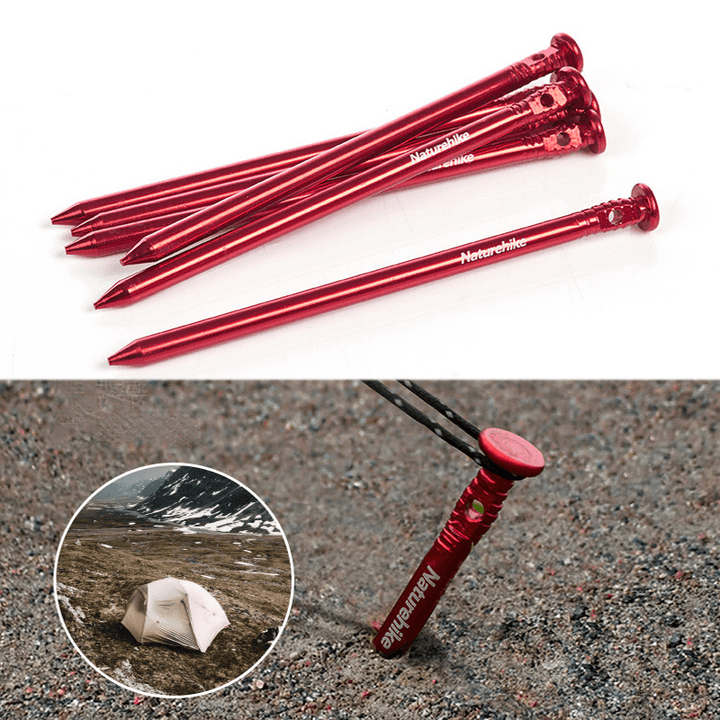 Naturehike NH17D024-D 6Pcs Tent Pegs 7001 Aluminium Alloy Nails Camping Stake Accessories - MRSLM