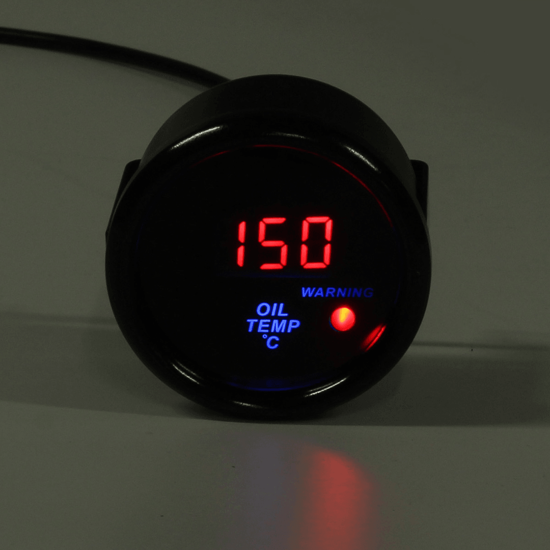 2 Inch 52Mm 20-140℃ Oil Temperature Gauge Digital LED Display Black Face Car Meter with Sensor - MRSLM