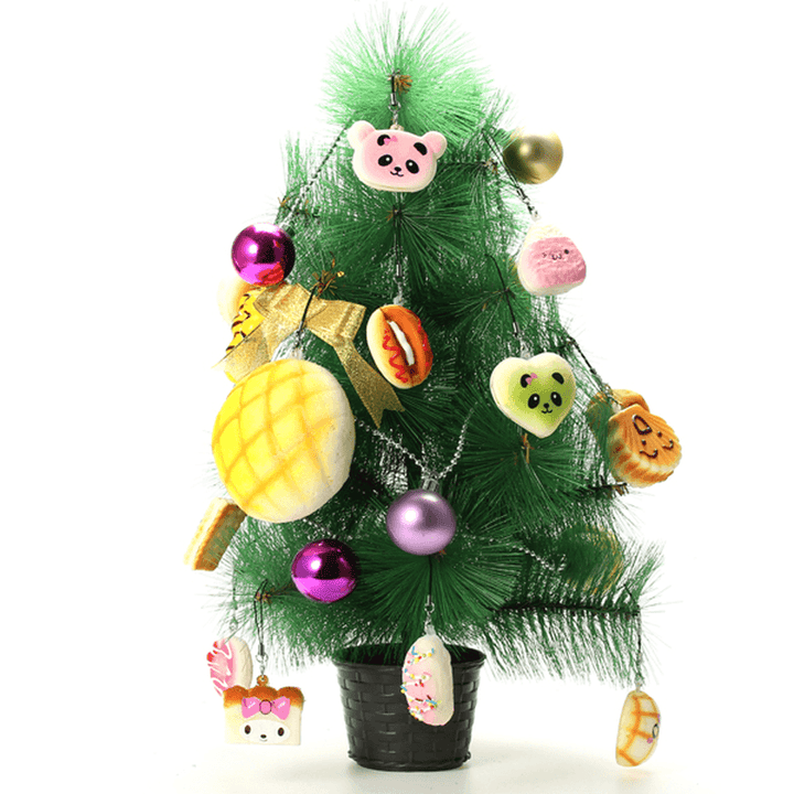 18PCS Squishy Christmas Gift Decor Panda Cup Cake Toasts Buns Donuts Random Soft Cell Phone Straps - MRSLM