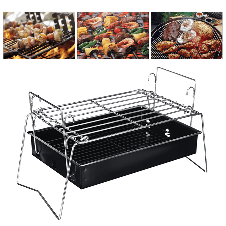 Fold Barbecue Charcoal Grill Stove Shish Kabob Stainless Steel BBQ Patio Camping - MRSLM