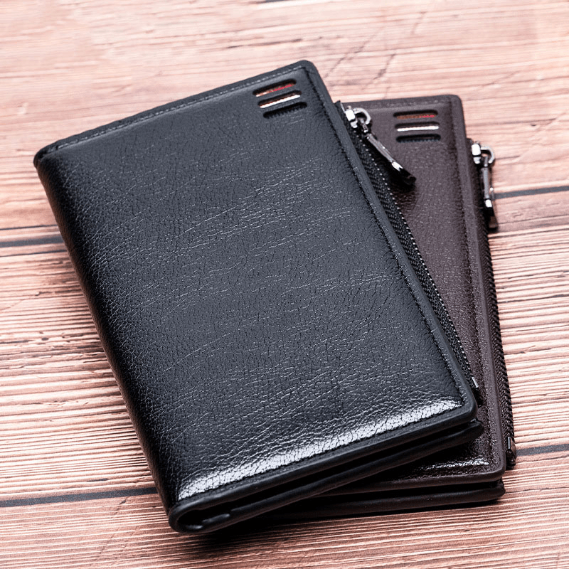 Men Faux Leather Retro Business Multi-Slot Hand Carry Card Holder Wallet Clutch Purse - MRSLM