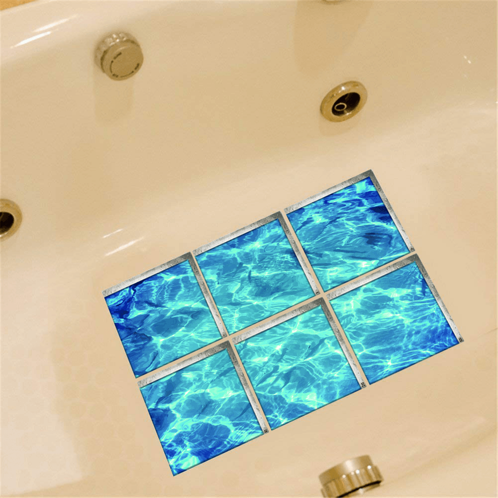 6Pcs/Set 3D Bathroom Anti-Slip Sticker Waterproof Bath Tub Murals Appliques Tread Decorations - MRSLM