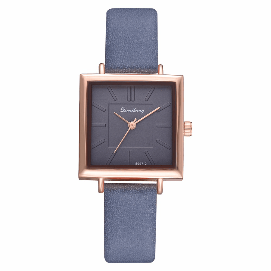 Simple Square Dial PU Leather Strap Women Fashion Ladies Dress Bracelet Quartz Watch - MRSLM