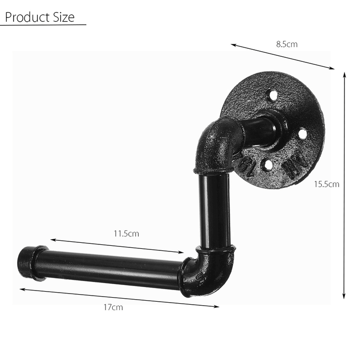 Industrial Rustic Style Iron Pipe Wall Mount Toilet Tissue Paper Roll Holder Towel Bar - MRSLM