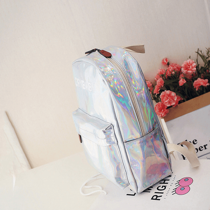 Women Reflective Laser Letter Personality Handbag Backpack - MRSLM