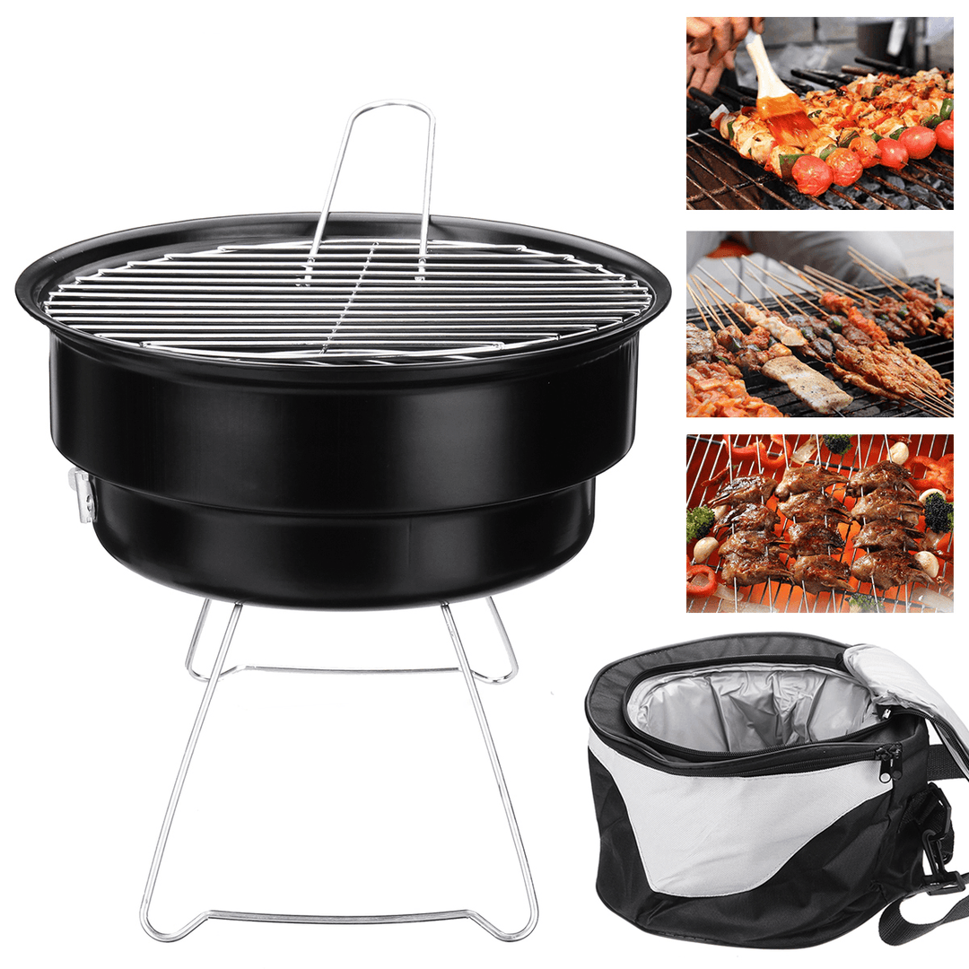 2 in 1 Portable Barbecue Oven Folding BBQ Grill with Cooler Bag Camping Hiking Picnic - MRSLM