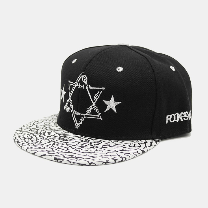 Unisex Star Letter Pattern Embroidery Cotton Flat Brim Hip Hop All-Match Baseball Cap - MRSLM