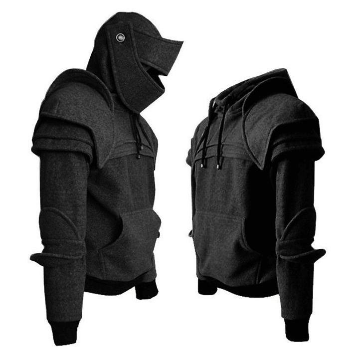 Retro Protective Elbow Mask Knight Hoodies plus Size Drawstring Sweatshirts - MRSLM