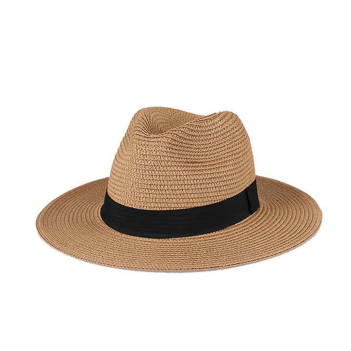 Wide Brim Sunscreen Sunshade Sun Hat Panama Straw Hat Female Couple Top Hat - MRSLM