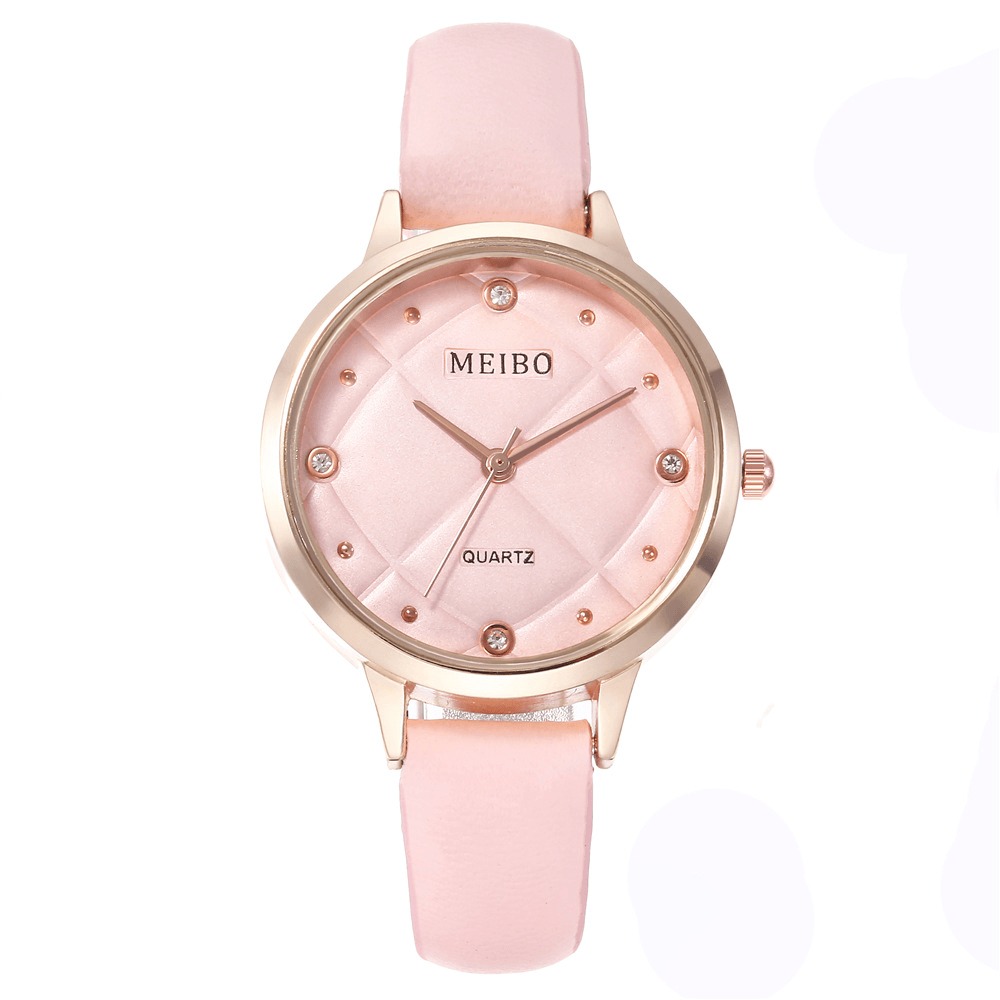 MEIBO Casual Style Ladies Wrist Watch Leather Band Crystal Quartz Watches - MRSLM