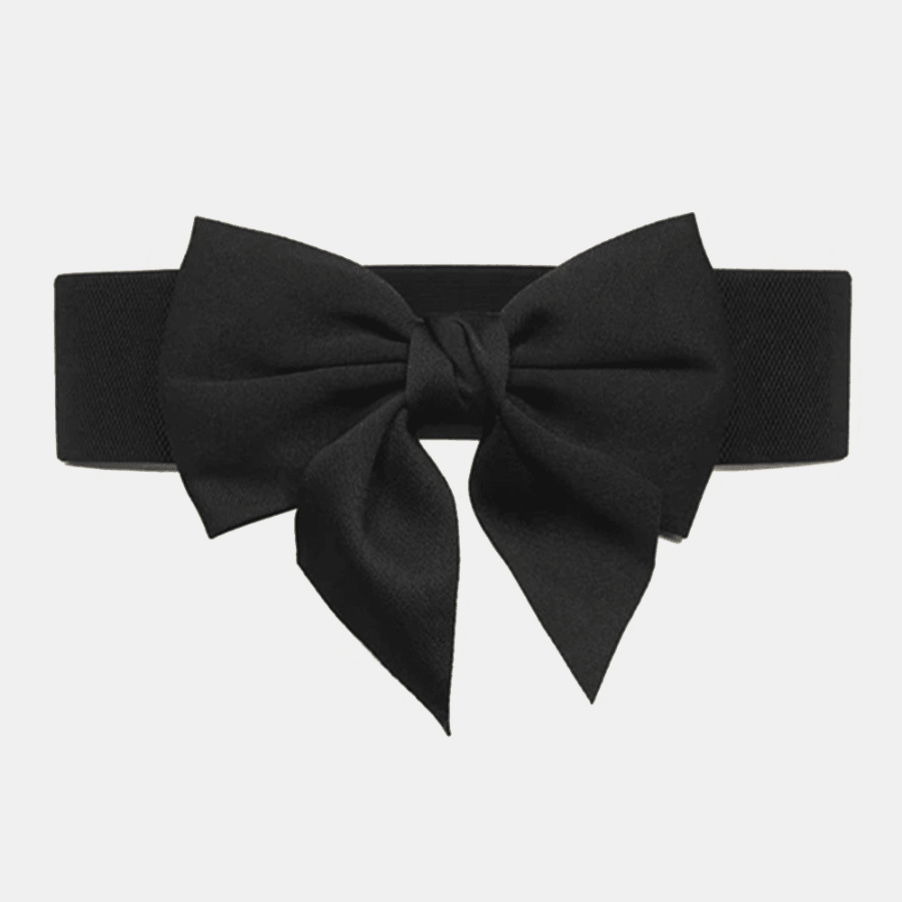 Women Black Bow Decor Breathable Elastic Belt - MRSLM