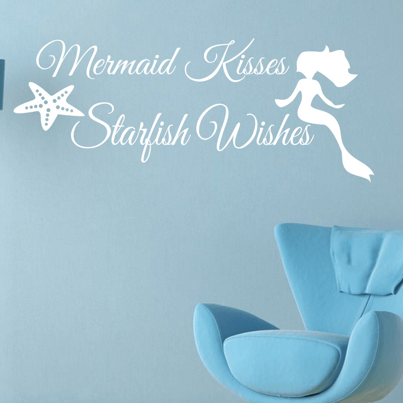 New Letters Style Wall Stickers Paper Creative Art Mermaid Shaped DIY Decorations Removable Wall Decals - MRSLM