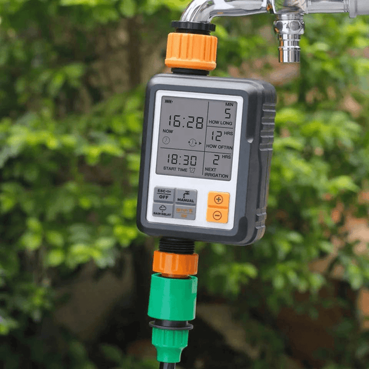 Digital Programmable Water Timer Automatic Watering Device 3" Large Screen IP65 Waterproof Rain Delay for Outdoor Garden Lawn Growing Plants Flowers - MRSLM