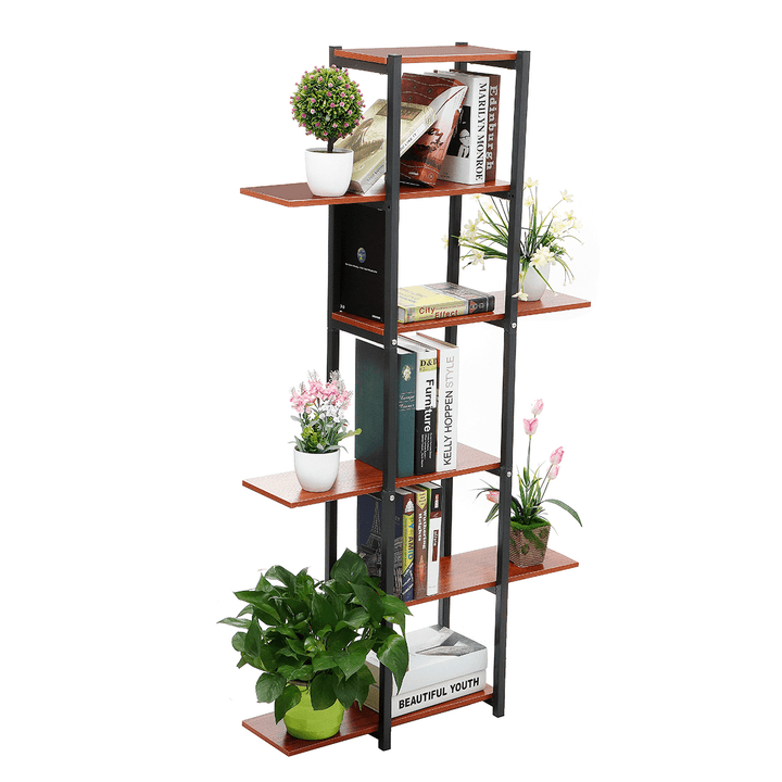 6 Tiers Wooden Bookshelf Plant Flower Stand Storage Rack Home Office Decorations Stand - MRSLM