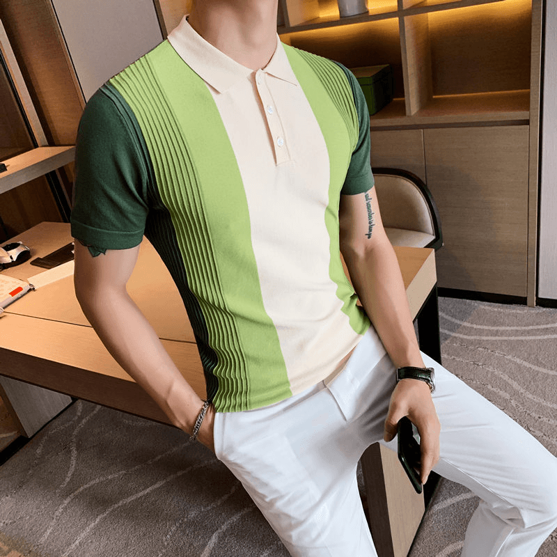 Summer Sportsman Short-Sleeved Knitted POLO Shirt Gradient Color - MRSLM