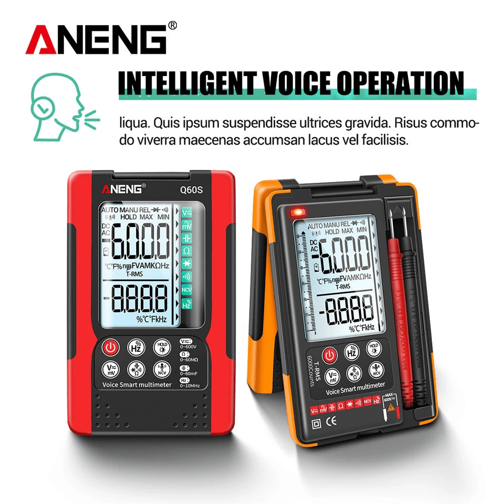 ANENG Q60S Q60 Digital Multimeter AI Speech Recognition Transistor Tester 6000 Counts True RMS Auto Electrical Capacitance Meter - MRSLM