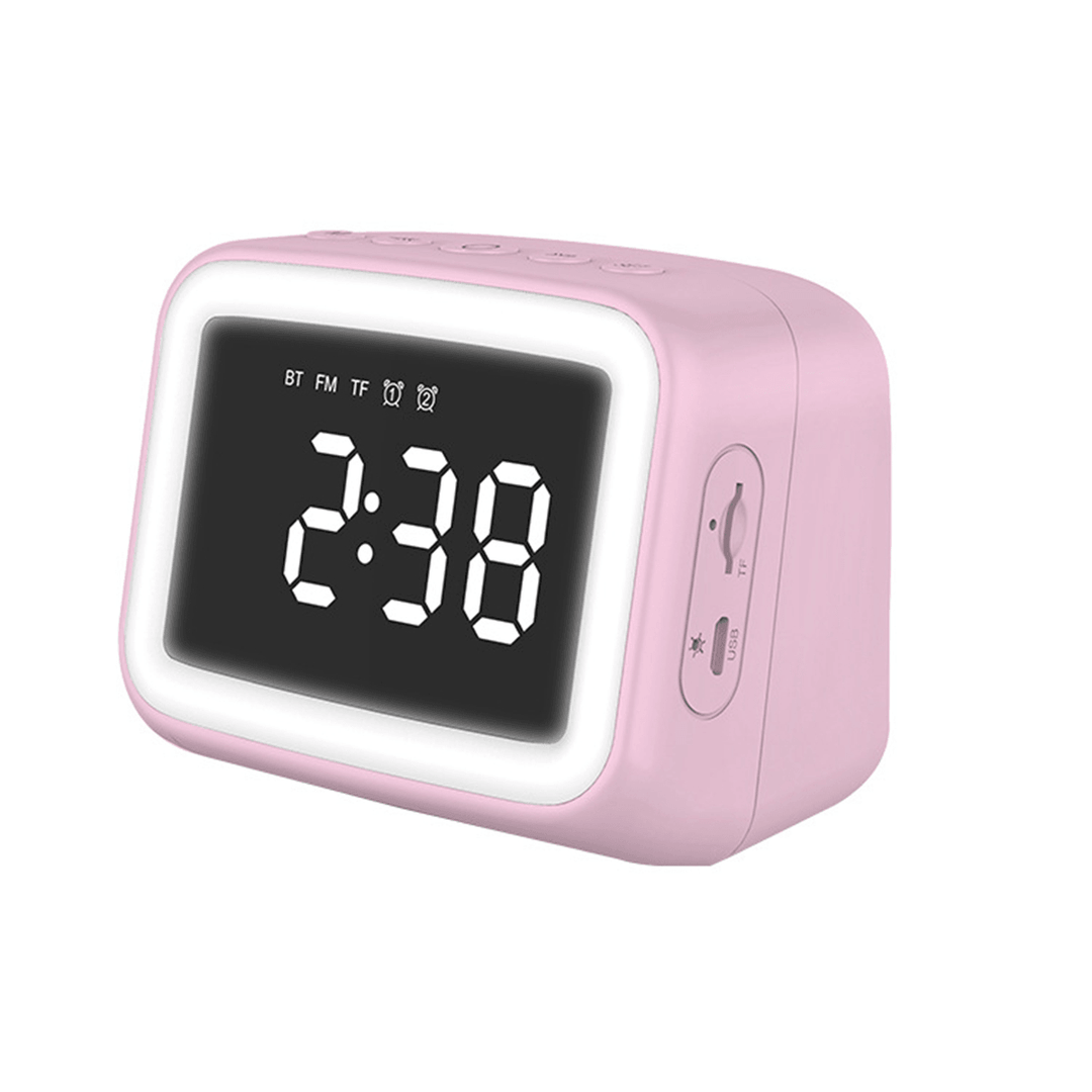 Digital Alarm Clock FM Radio Wireless Bluetooth 5.0 LED Mirror with Speaker - MRSLM