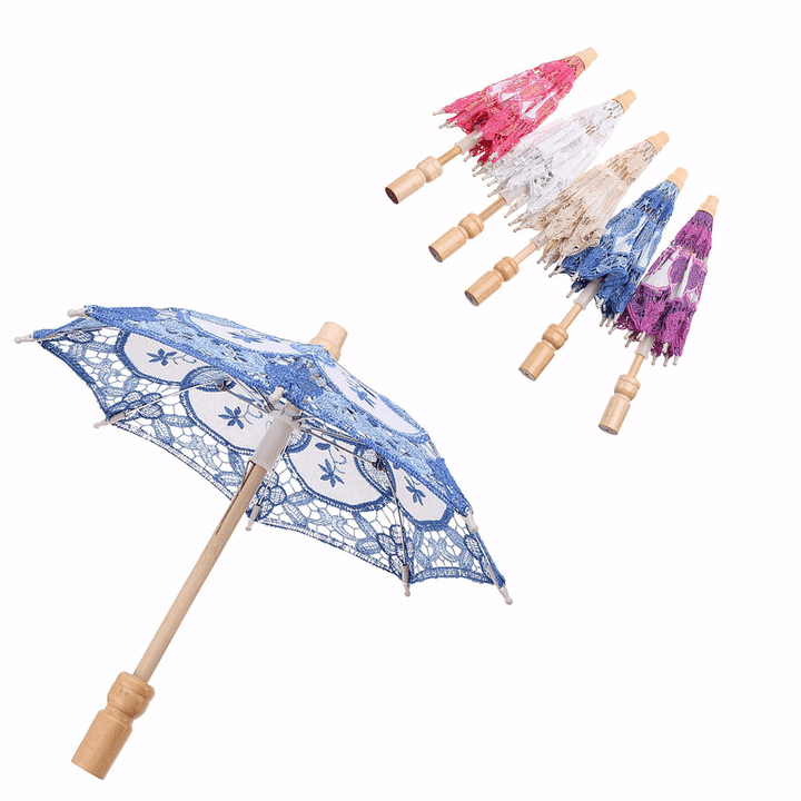 Lace Embroidered Umbrella Elegance Parasol for Party Bridal Wedding Decoration - MRSLM